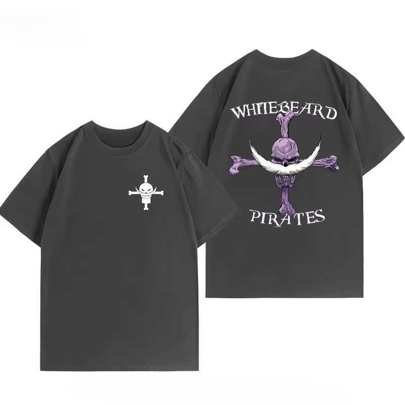 2025 High-quality One Piece White Beard One Piece Luffy Escaton Animation Short Sleeve Summer Mens Cotton T-shirt Fashion XJ250625