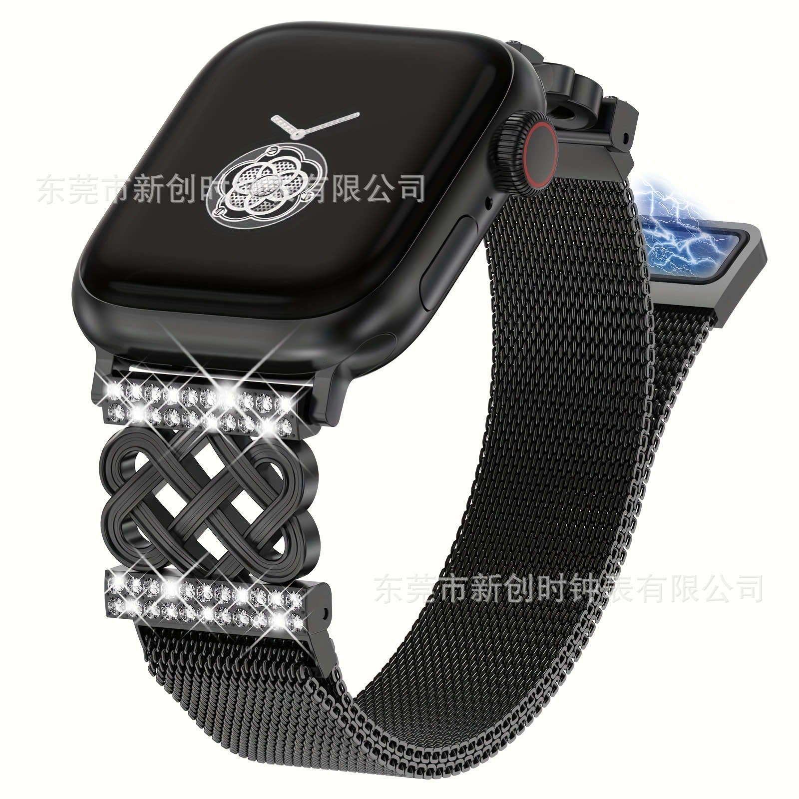 Stylish Magnetic Rhinestone Set Band for Apple Watch Series 10 High End Light Luxury Strap for Summer