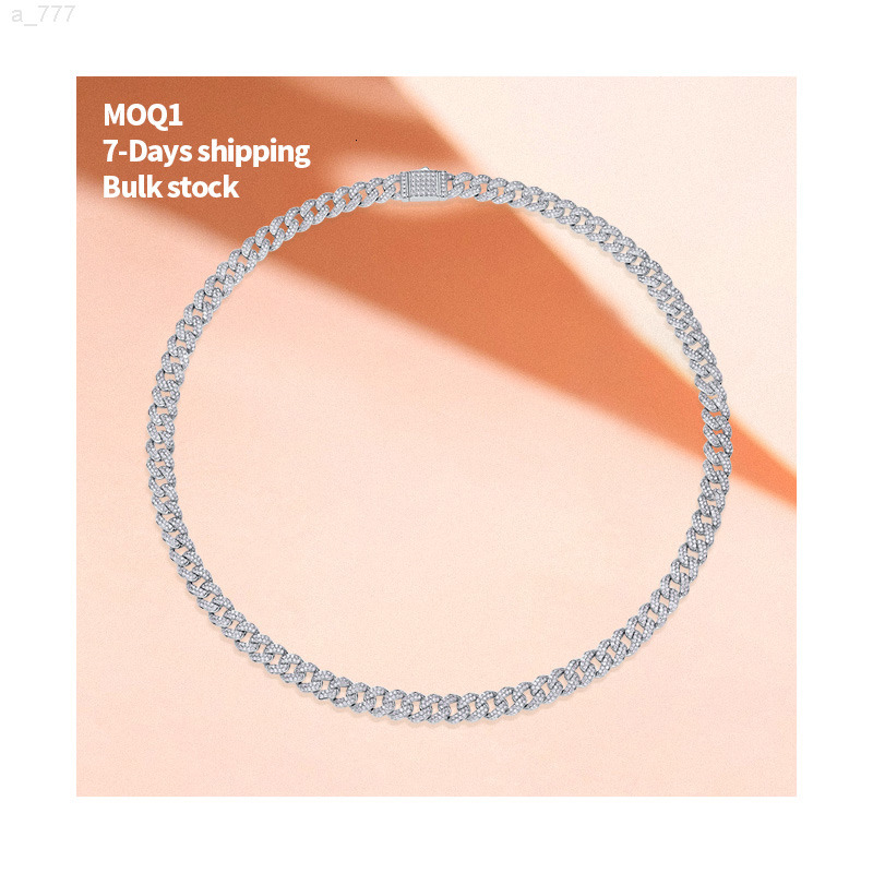 Free Design S925 Silver Cuban Necklace for Men and Women Island Crushed Ice Clavicle Chain Moissanite Pendant