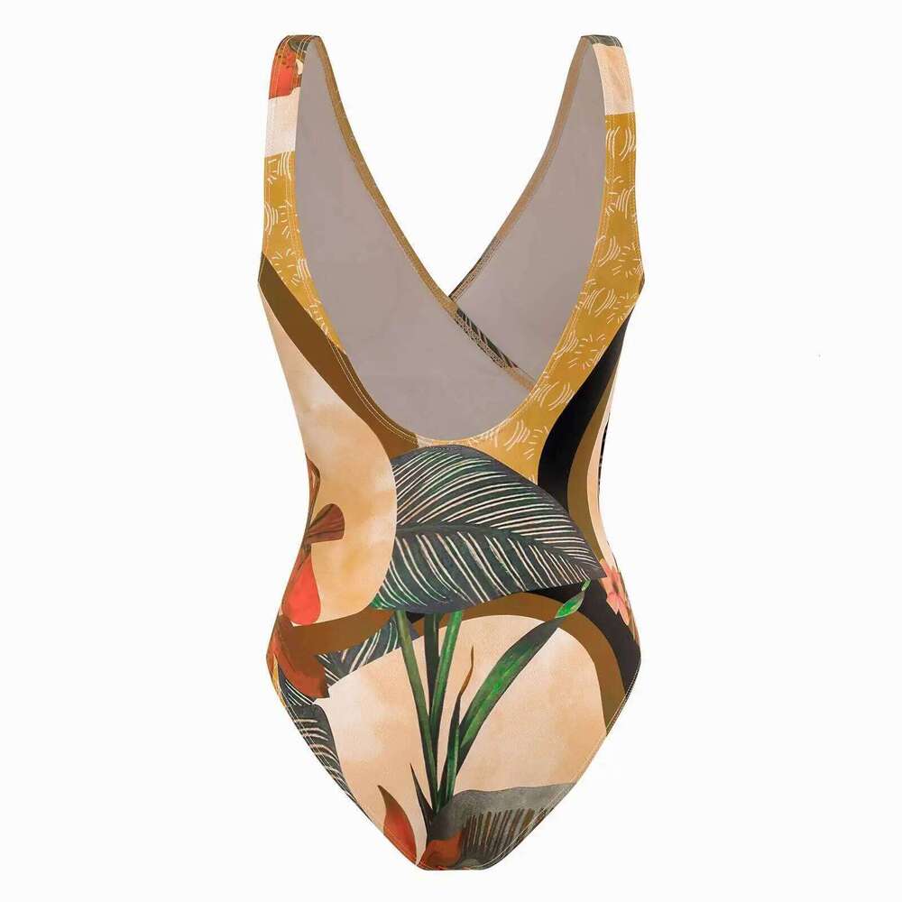 Swimsuits 2024 Woman Female One-Piece Printed Slim Swimsuit V-Neck Backless Sexy Bikini Hot Spring Swimwear Bikinis Set S-XL
