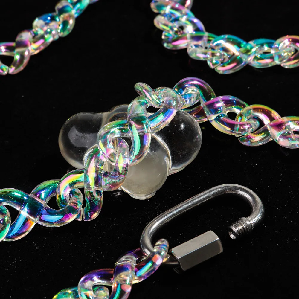 Iridescent Acrylic Infinity Chain Choker Women Men Rock Laser Clear Geometric Link Lock Pendant Necklace Party Jewelry Gift 250625