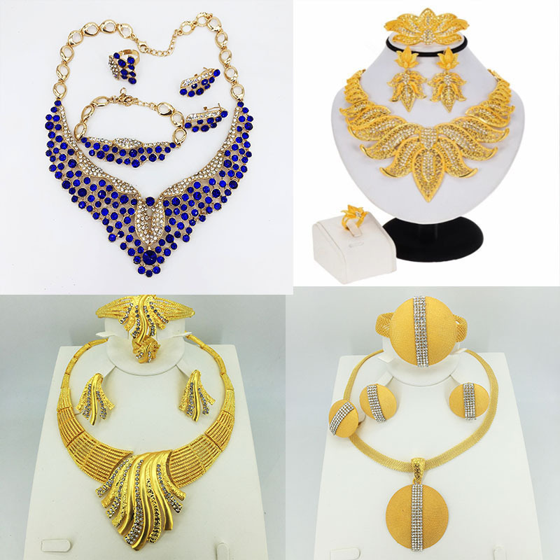 Jewelry alloy jewelry set necklace earring bracelet ring four piece set