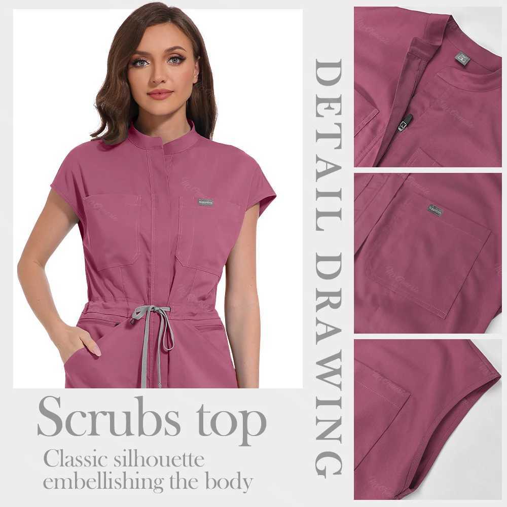 lticolour Jogger Jumpsuit Nurse Scrubs Uniforms Medical Clinical Clothes Doctor Nursing Uniforms Short Sve Pocket Overalls W250625