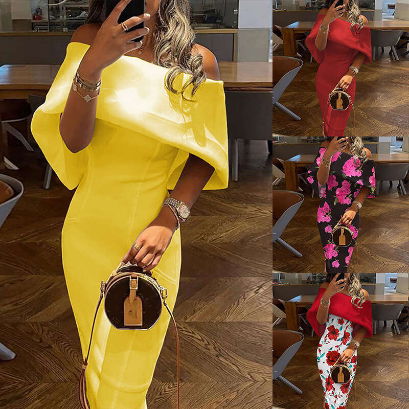 Autumn Women's Off-Shoulder Slim Fit Bodycon Dress B5