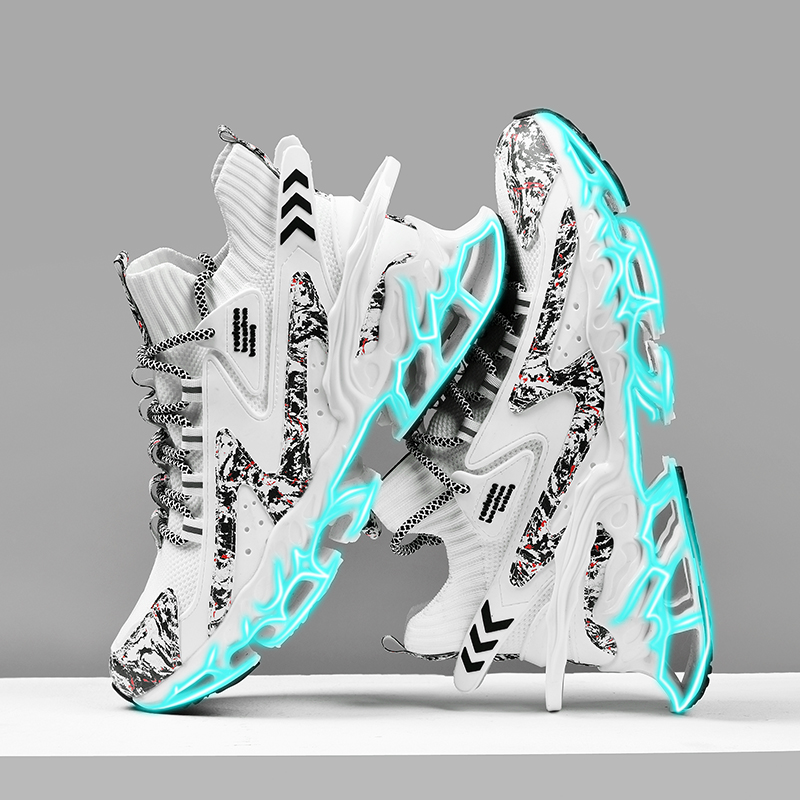 2304-New Explosive Men's ShoesAutumn Sports, Versatile Shock-absorbing Running Shoes, Summer Breathable Anti-slip Men's Plus Size Blade