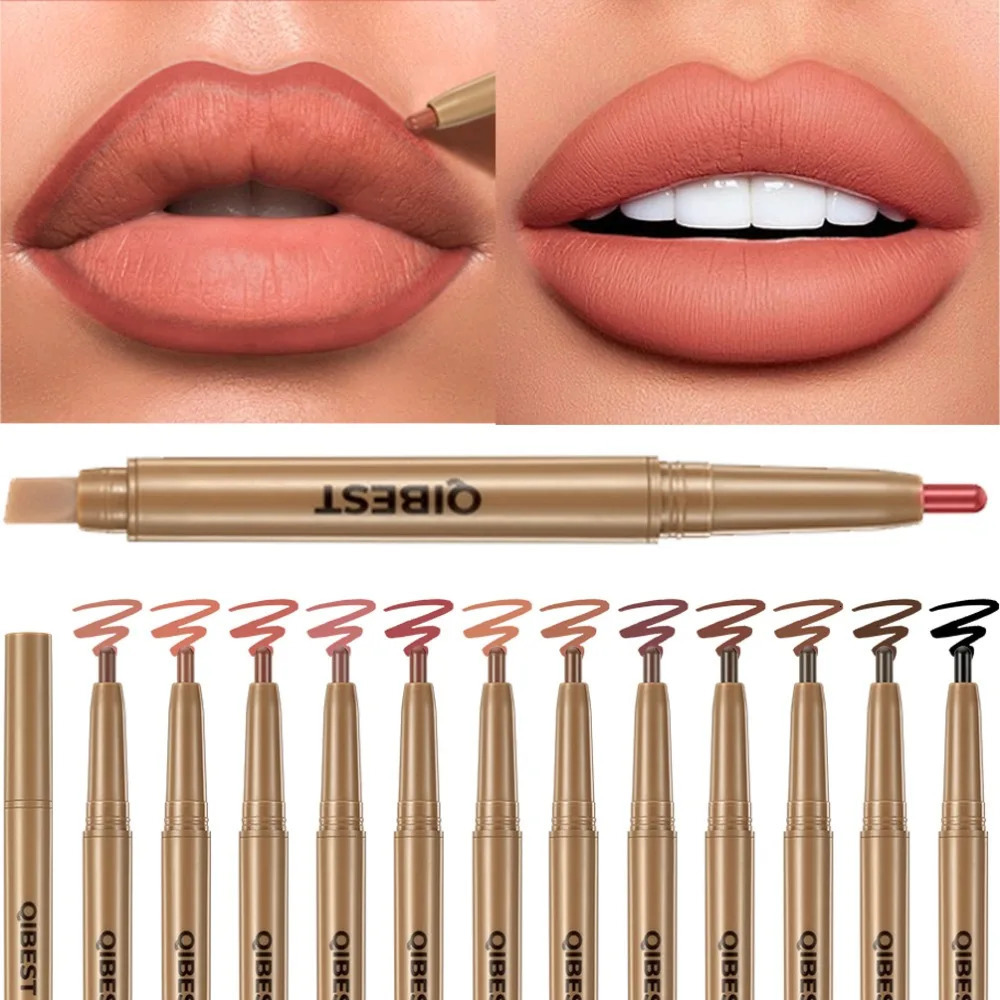 Double Head Black Lip Liner Brush Pen Mist Matte Velvet Contour Tint Lipstick Pencil Long Lasting Nude Brown Natural Lip Makeup 250625