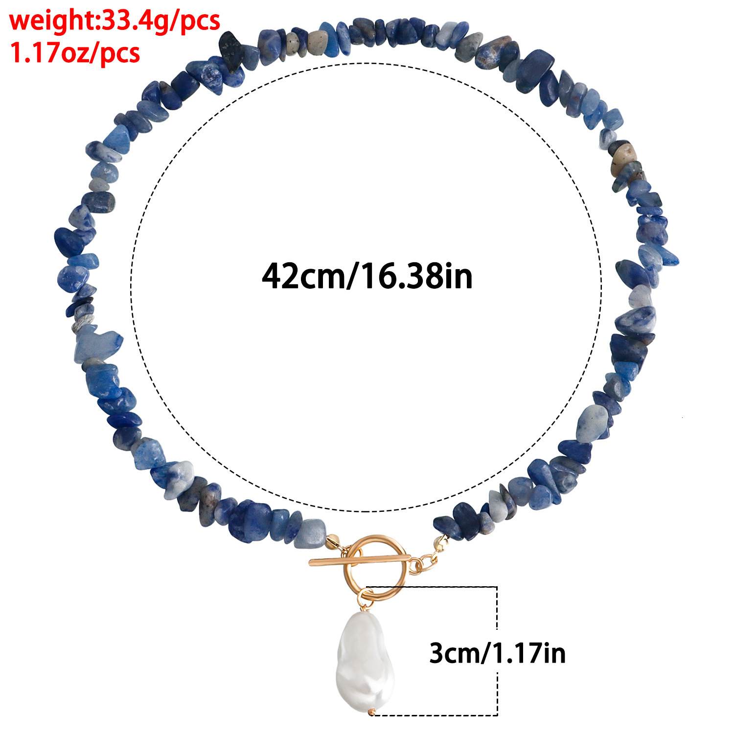 Jewelry Large Irregular Pearl OT Buckle for Women Elegant Simple Fashion Blue Turquoise Necklace Jewelry for Women