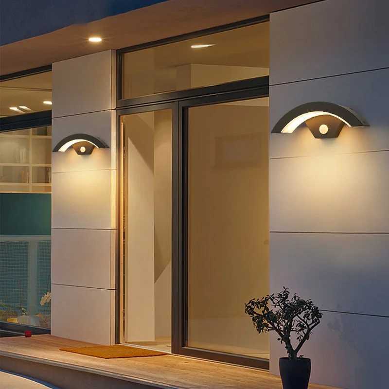 18W 24W 30W Modern Waterproof Outdoor Wall Lamp PIR Motion Sensor Wall Light Garden Porch Front Door Black Aluminum Lamp Body XJ250624