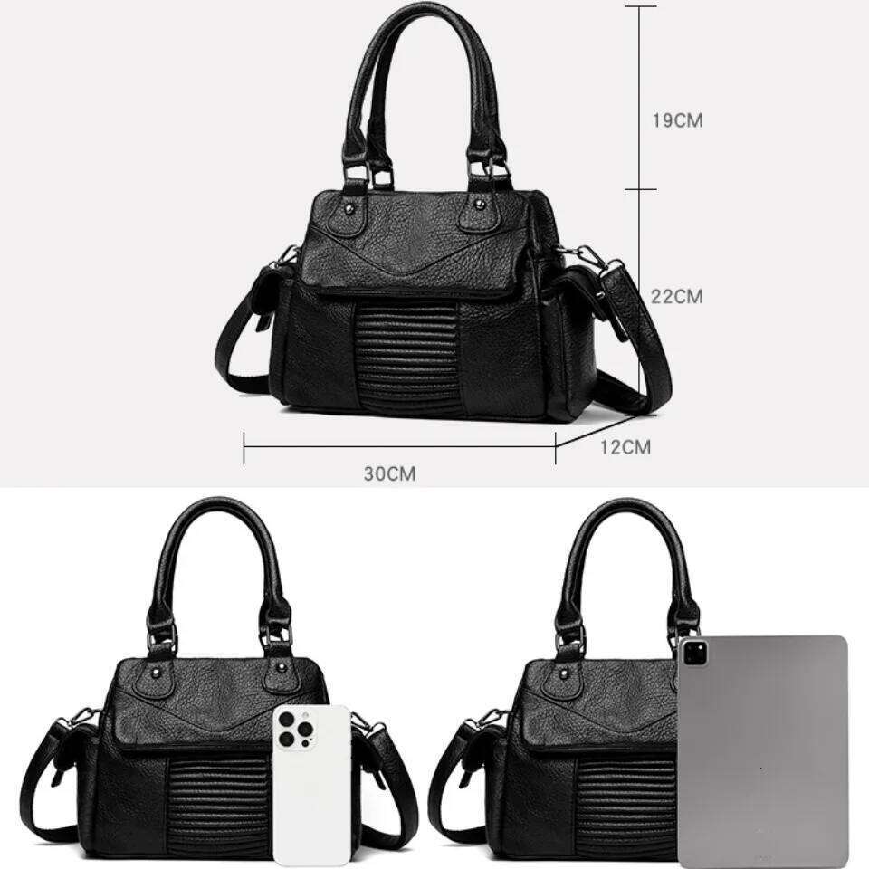 Two-Layers Ladies Casual Tote Hand Bag Leather Handbags Designer Daily Commuting Shoulder Bags For Women Mother Sac