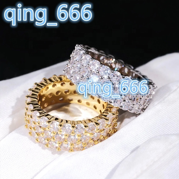 Iced Out VVS Moissanite Diamond Ring Sterling Silver S925 Classic Hip Hop Fine Jewelry Women Rings