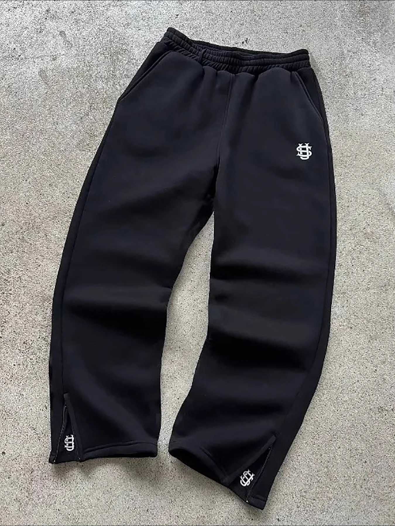 New Y2K Pants Personalized Pant Leg Zipper Embroidery Hip Hop Casual Joggers Men Pants Retro Straight Pants Tracksuit Streetwear X250625