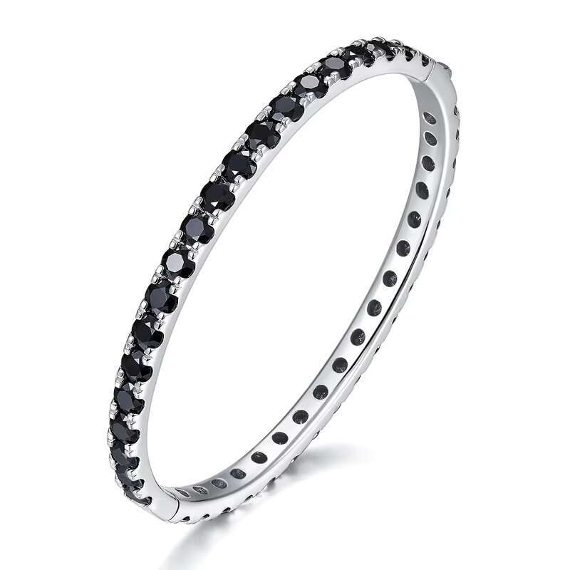 Moissanite Bangle Pass Diamond Tester 925 Solid Silver Black Moissanite Diamond 4mm Fashion Jewelry Bracelets Bangles