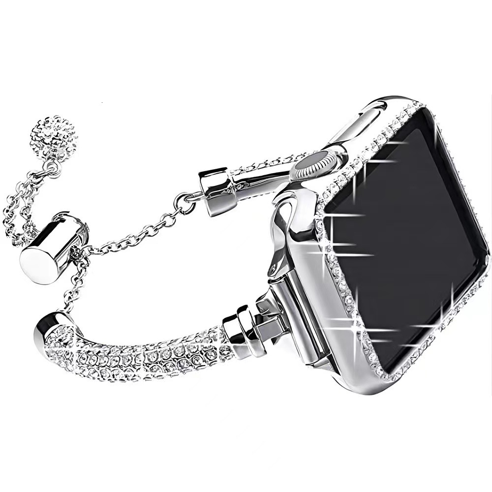 Luxury Premium Design Diamond Inlaid Metal Bracelet Watch Band for Apple Watch SE Series 1-10