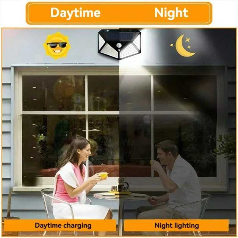 100 LED Wall Lights Outdoor Solar Lamp PIR Motion Sensor Solar Powered Sunlight Street Light for Garden Decoration XJ250624