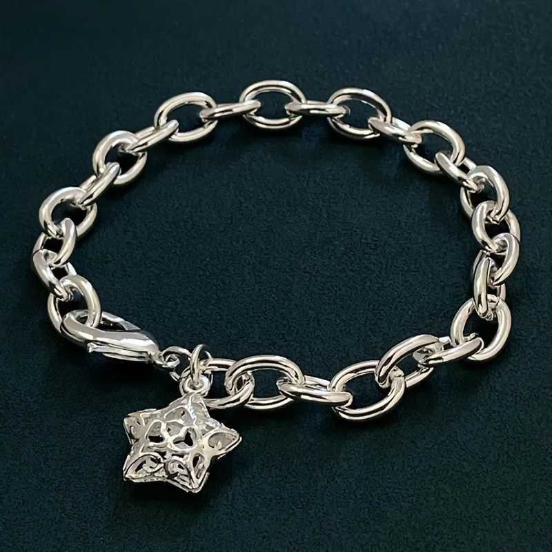 cute 925 sterling Silver Buckle Star chain Bracelet for wen lady men Suitable for lover wan men Fashion Jewelry Party Gifts X250625