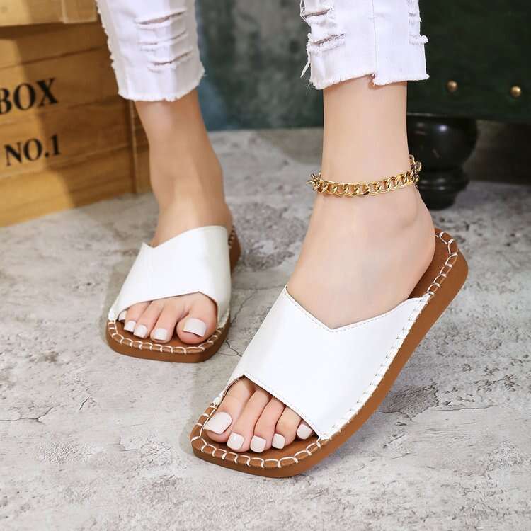 Plus Size Versatile Open-Toe TPR Slippers 2025 Summer New Flat Wedge Women's Sandals