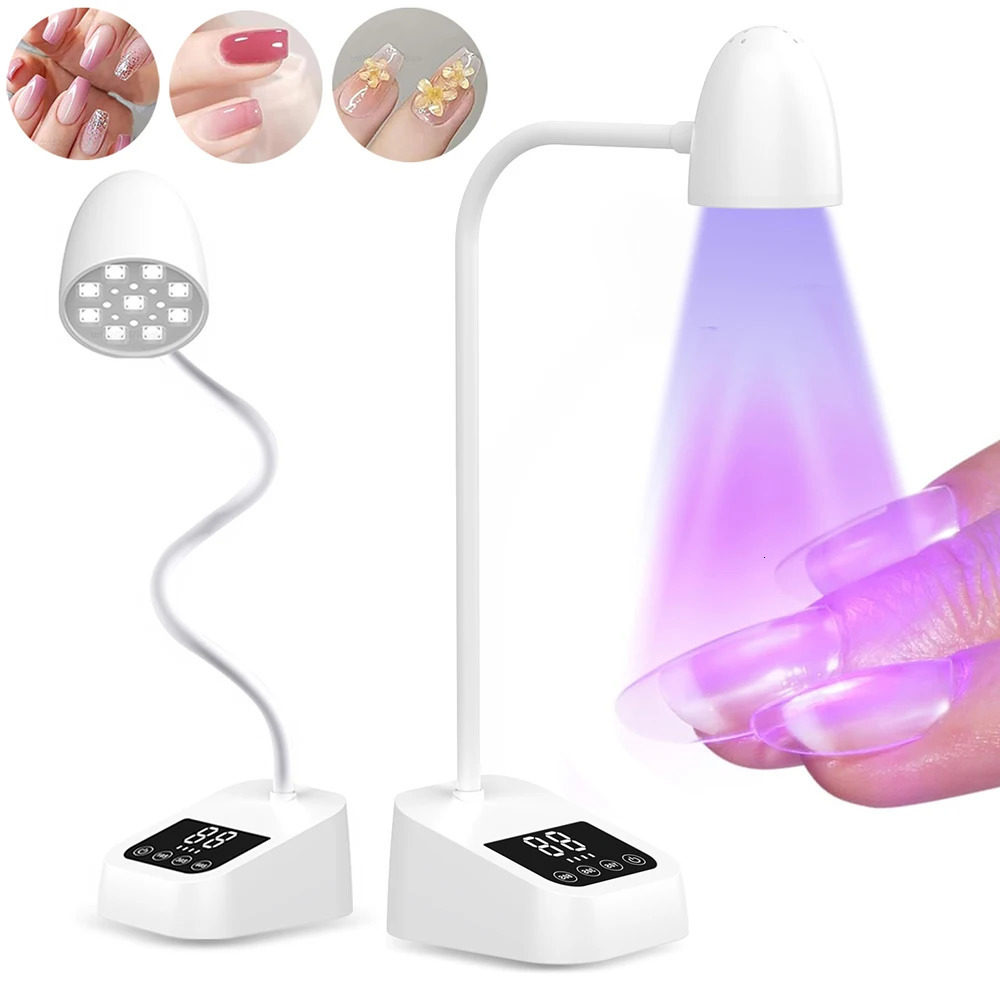 UV LED Nail Lamp Mini Portable Nail Dryer Stand Lamp for Manicure Rechargeable Nail Drying Lamp Foldable Ultraviolet Nail Light 250625