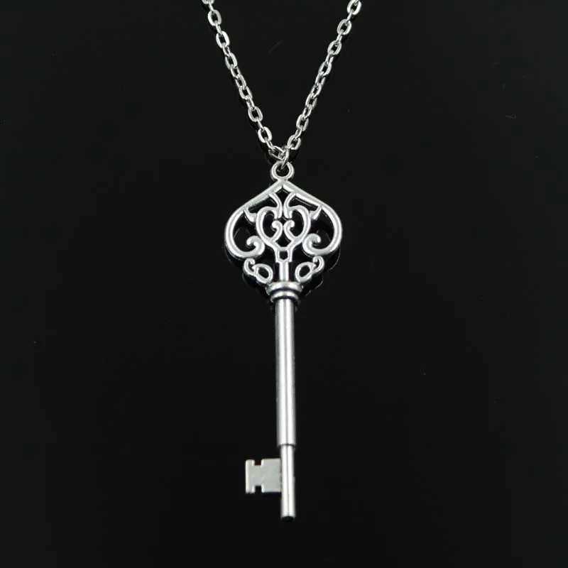 New Fashion Necklace Vintage Skeleton Key 69mm Silver Color Pendants Short Long Women Men Colar Gift Jewelry Choker V250625