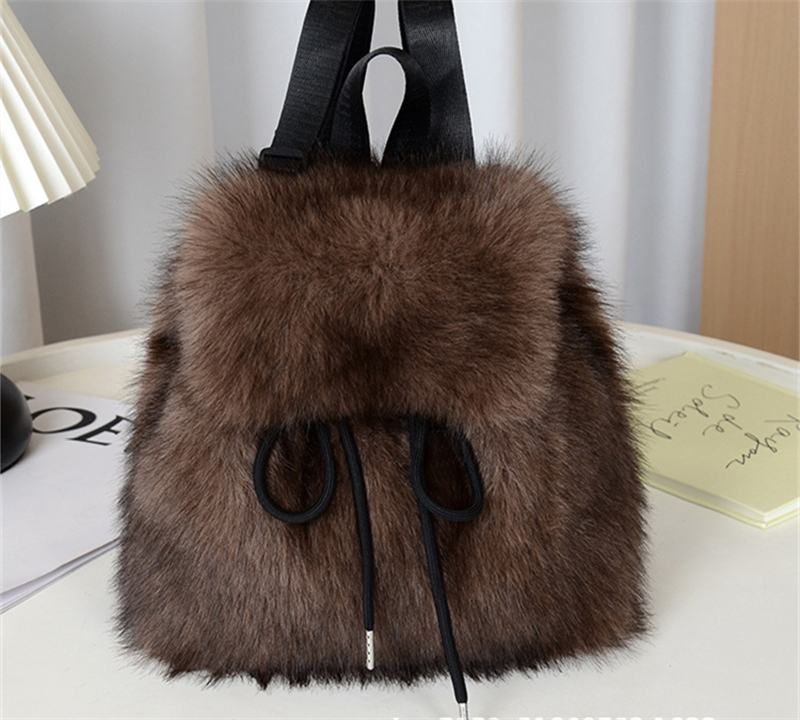 hot free shipping Backpack Style 2025 new fashionable luxury bag crossbody bag Autumn Winter Imitation fur plush bag for womens black pink