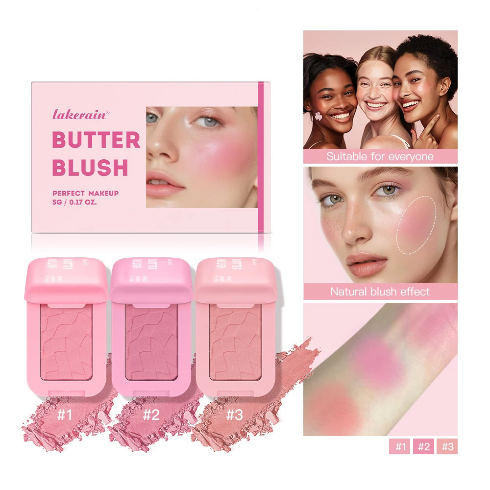 Matte Natural Butter Blush Single Color Cheek Tint Waterproof Face Contouring Cosmetics Blush Powder Face Soft Female Makeup 250625