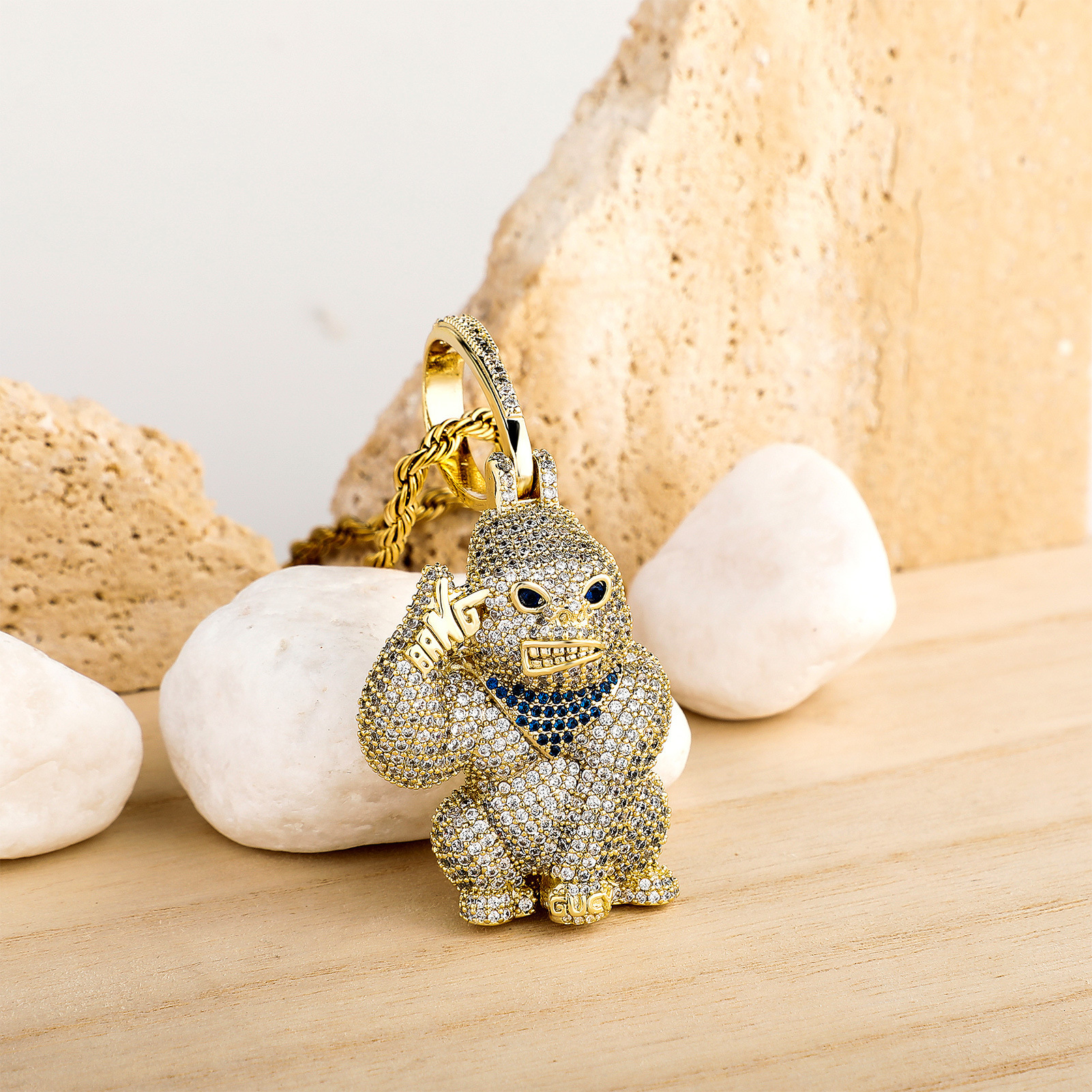 New In 14k Gold Hip Hop Iced Out Full Diamond Gorilla Pendant Necklace For Men And Women Fine Quality Bling Cubic Zirconia Punk Rock Rapper Jewelry Ac