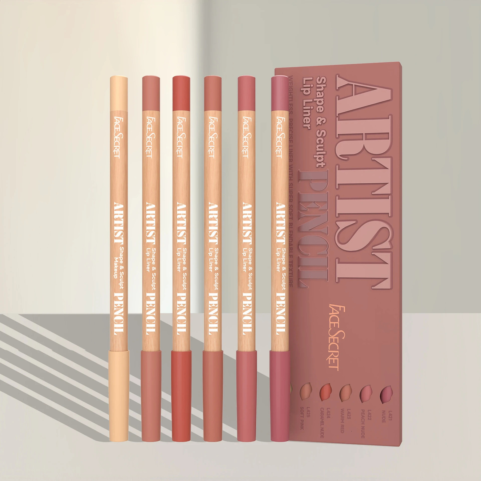 Face Secret Artist Shape Sculpt Lip Liner Pencil Set Weightless Precise Liner with Super Soft Blendable Texture Matte Soft 250625