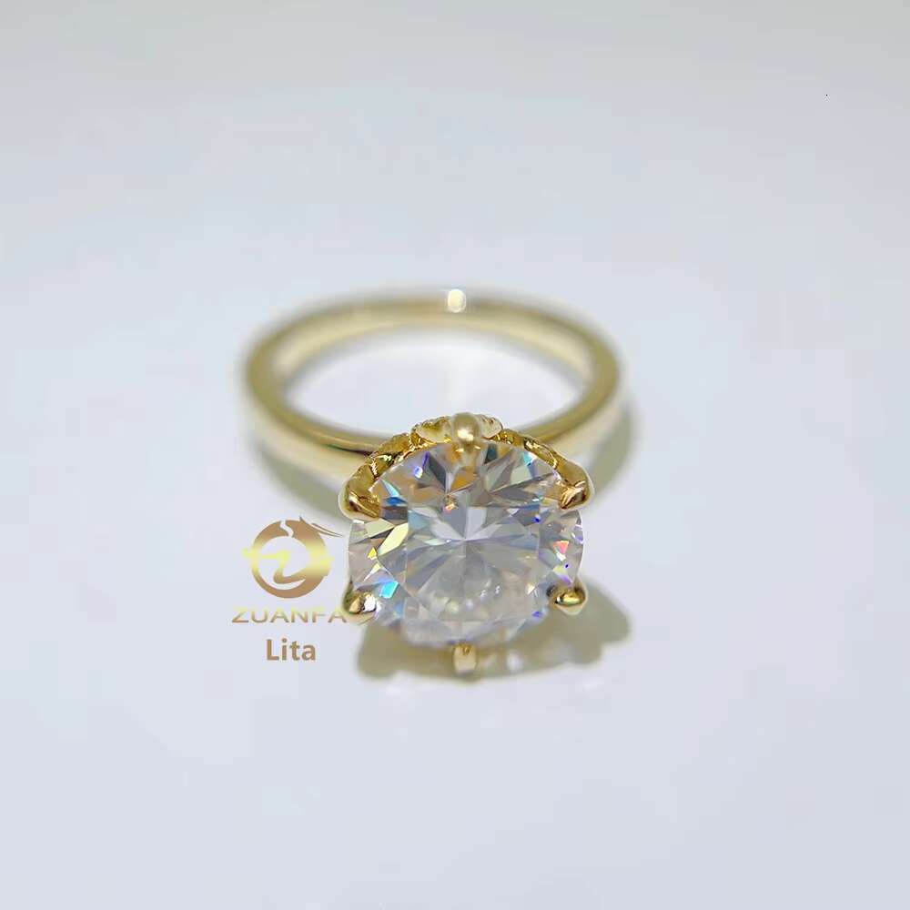 Top Quality Best Price Round Shape 3ct Engagement Wedding Gold Plated 925 Sterling Silver Moissanite Rings