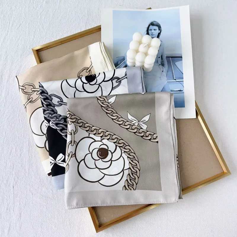 90cm Blue Cashew Print Headscarf for Women Spring and Summer New Style Emulated Silk Cashew Scarf Satin Color Shawl Scarf W250624