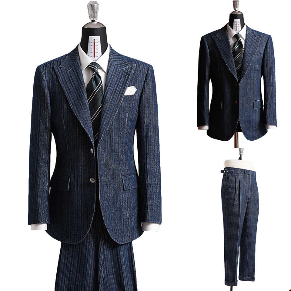 Vintage Wedding Tuxedos Velvet 2 Piece Set Jacket Pants Peaked Lapel Men Suit Single Breasted Work Wear Party Suits Customized