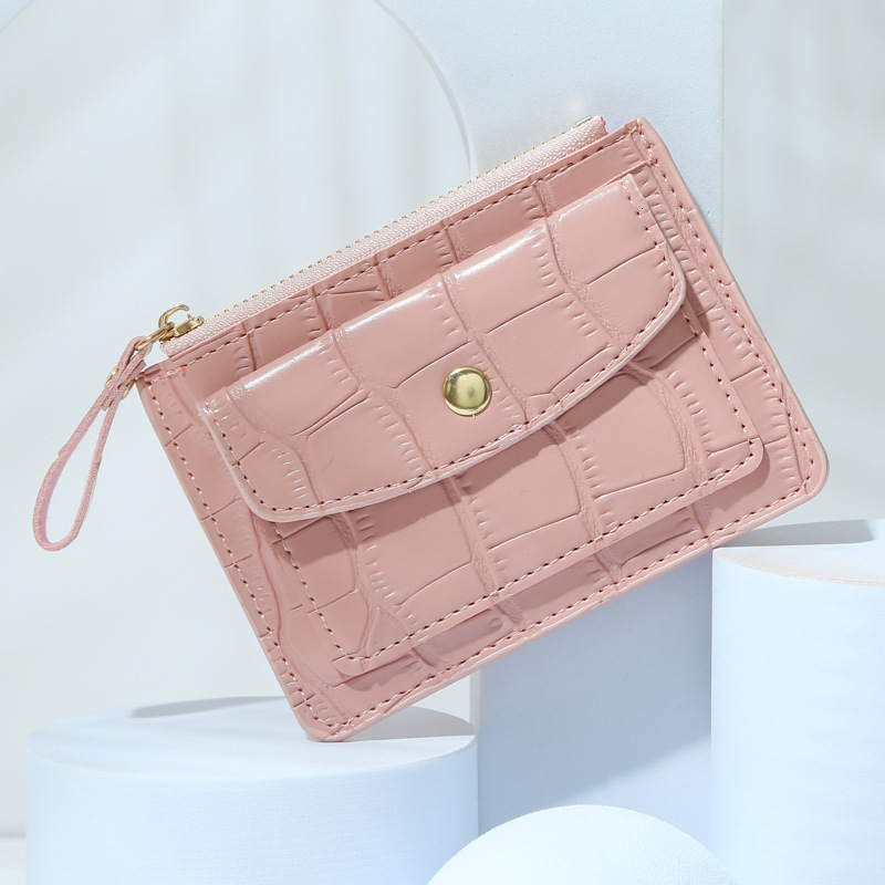 Free Shipping 2025 New Designer Bag New Card Holder Coin Purse Zipper Card Slot Wallet For Women Ins Candy Color Crocodile Pattern Fresh Wholesale Cus