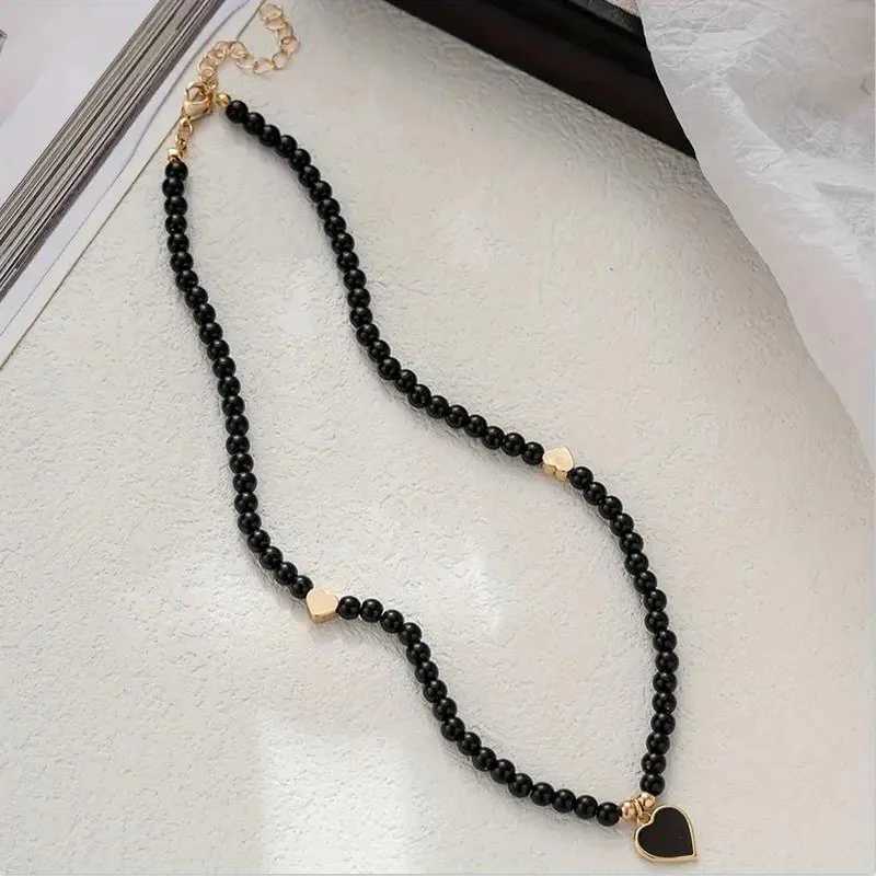 YWZIXLN Trend Elegant Jewelry Wedding Pearl Heart Pendant Necklace For Women Fashion Black Imitation Pearl Choker Necklace N0461 V250625