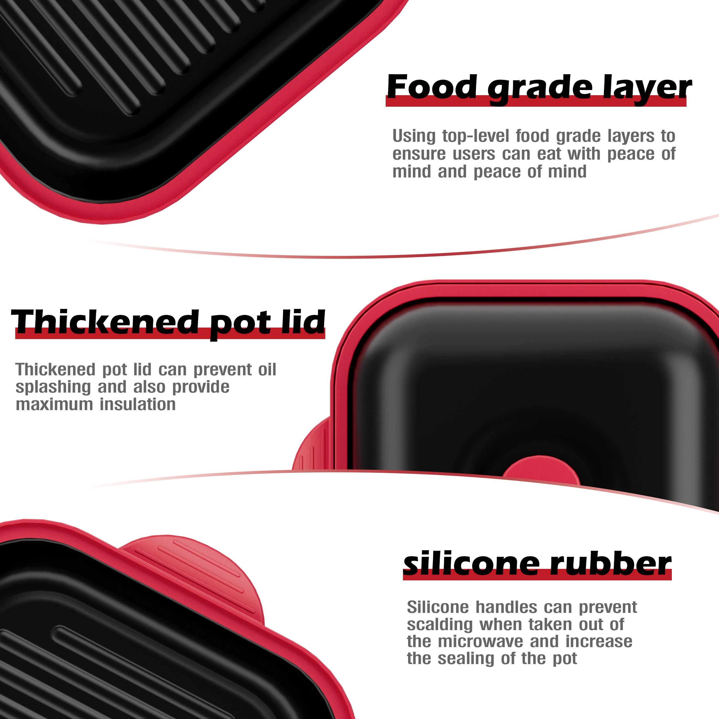 Microwave Grill Pan with Lid Microwave Burner and Crisper Multi-Purpose Microwave Cookware Square Pots for Grilling, Frying, Browning
