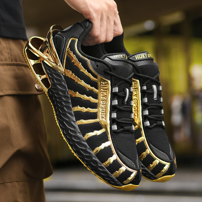 2407-Blade Men's Shoes Autumn New Knitted Mesh Breathable Thick Sole Heightened Sports Casual Dad Shoes Trendy Shoes Men