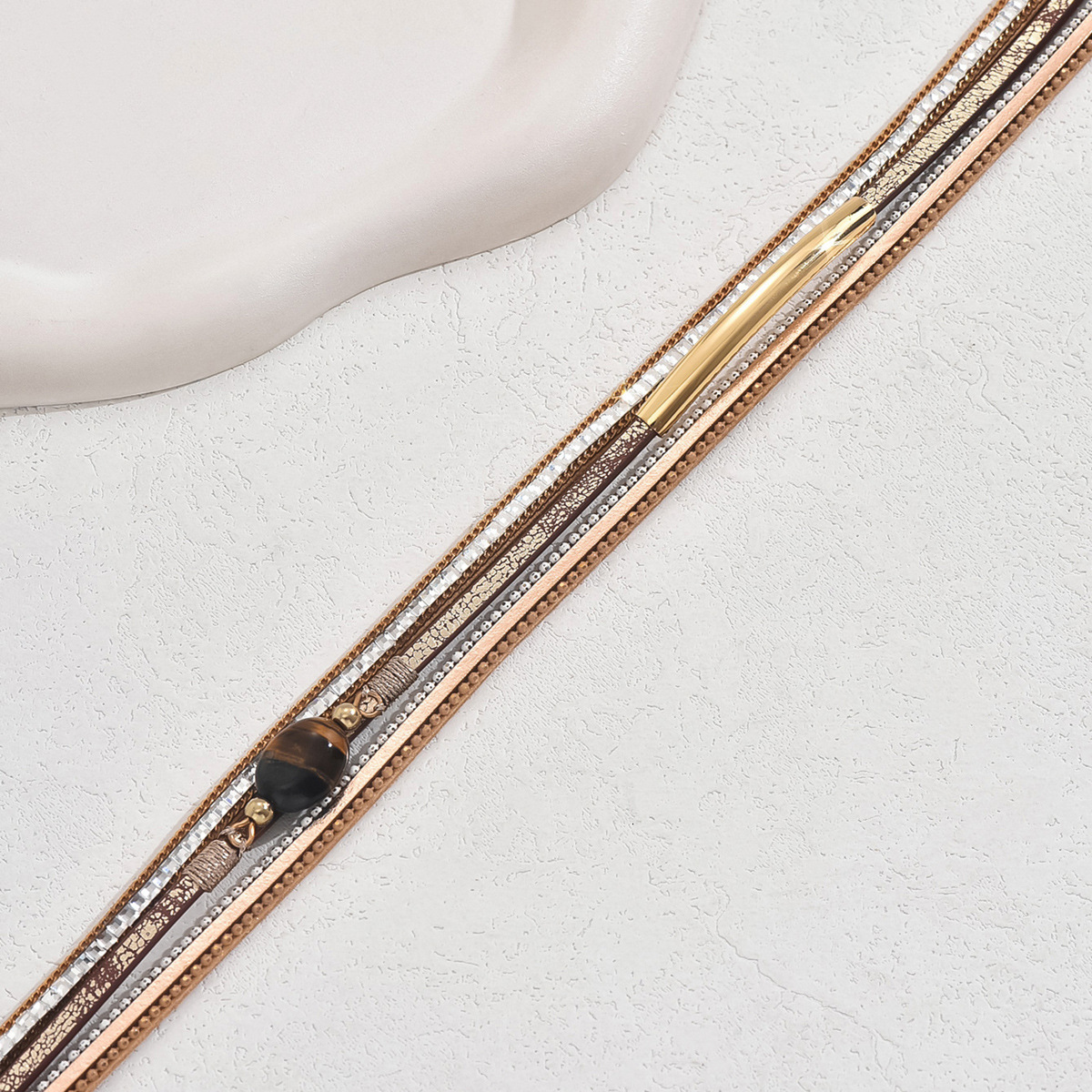 Unique Fashion Simple Style Women S Multi Layer Design Inlaid Bracelet Jewelry