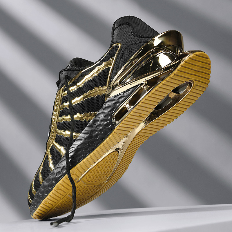 2407-Men's Plated Black Gold Blade Trend Running Shoes Anti-slip Sports Tennis Walking Blade Sneakers Hip Hop