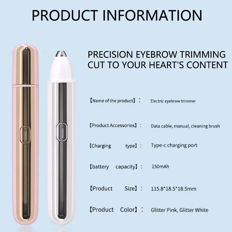 Electric Eyebrow Trimmer - Rechargeable Automatic Shaver Waterproof Painless Facial Hair Removal Tool for Women 250625