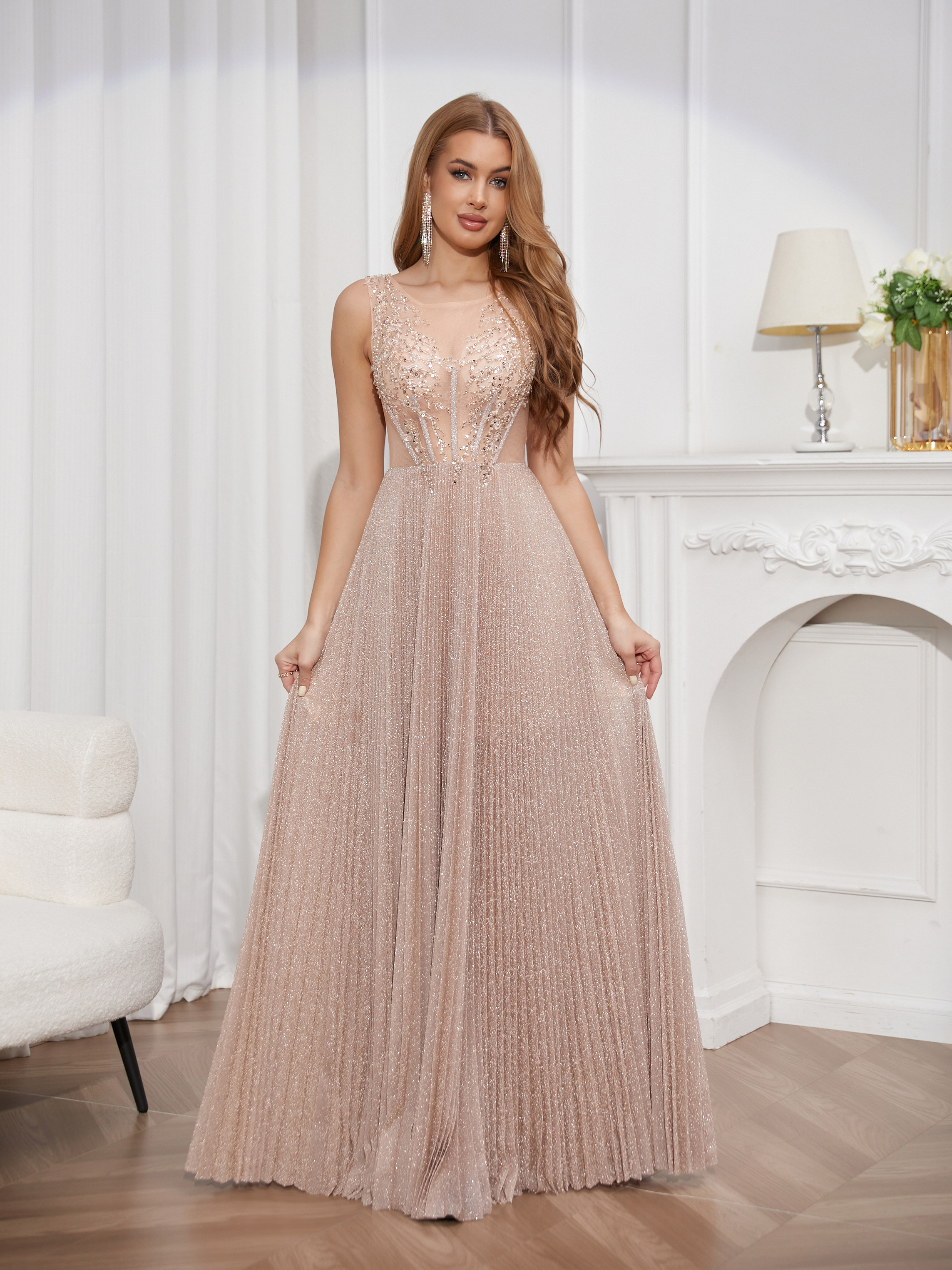 Prom fashion sexy deep V-neck dress, elegant tulle dress is the ideal choice for prom dress cocktail dress prom dress.