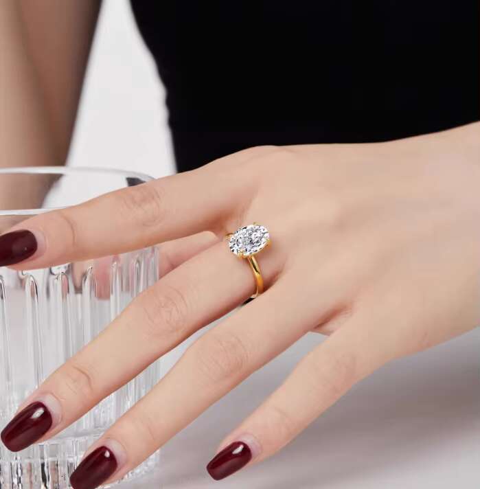 S925 Silver High Luxury 8*12mm Oval Egg-shaped D Color VVS1 Moissanite Female Ring Exquisite Sense High-end Ins Style