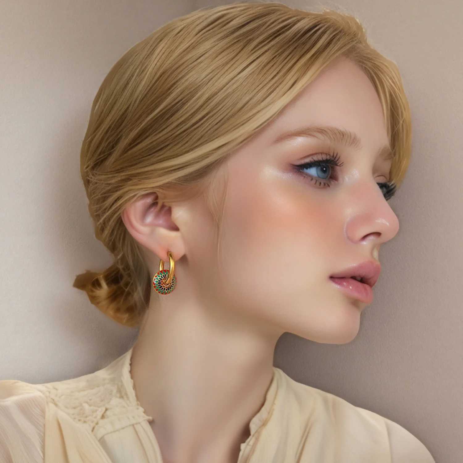 18K Gold Plated Stainless Steel Painted Daisy Jewelry Set for Women Boho Floral Earrings Necklace Hypoallergenic Summer Gift X250625