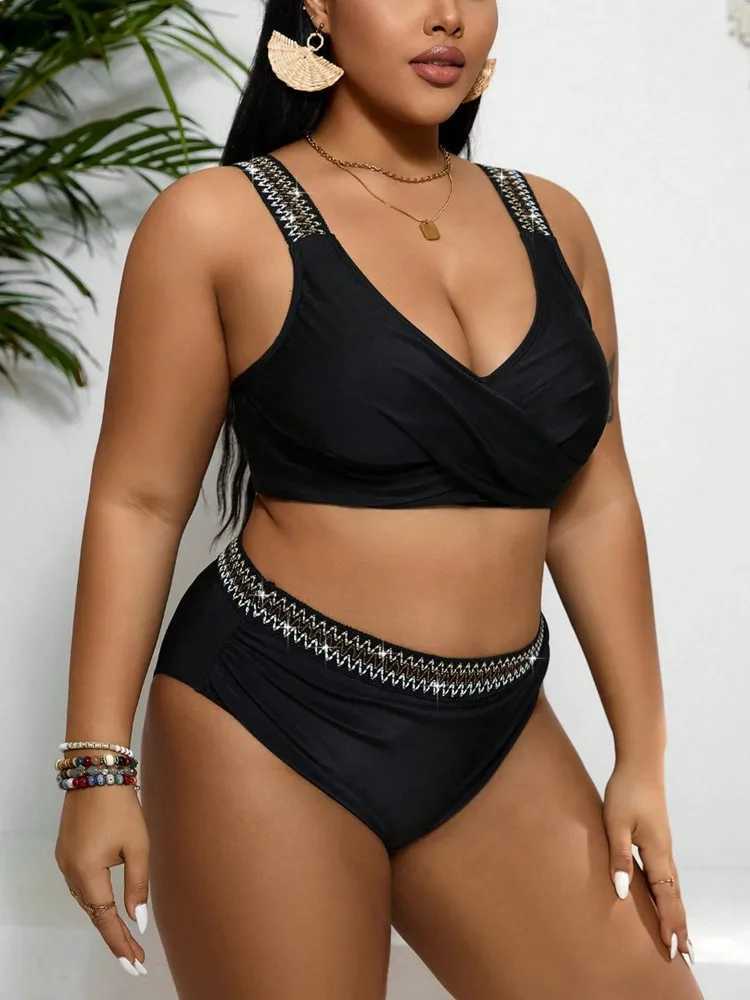 Plus Size Swimwear Women 2024 Bikini Set Two-Piece Woman Swimsuit Push Up Big Size Swimming Suit Beach Wear Bath Suits Monokini XJ250624