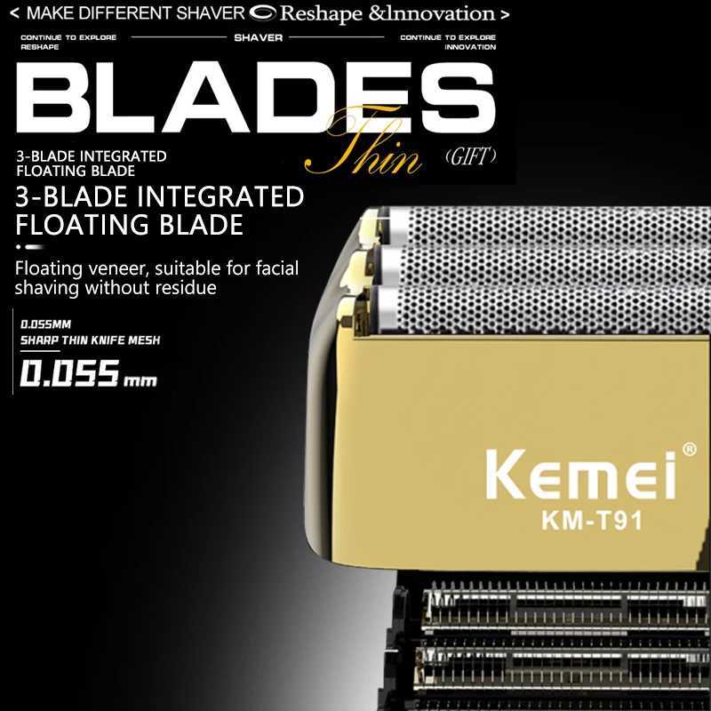 Kemei Electric Triple Blades Razor Rechargeable Barber Foil Shavers Professional Cordless Bald Head Shaving Machine Men KM-T91 W250625