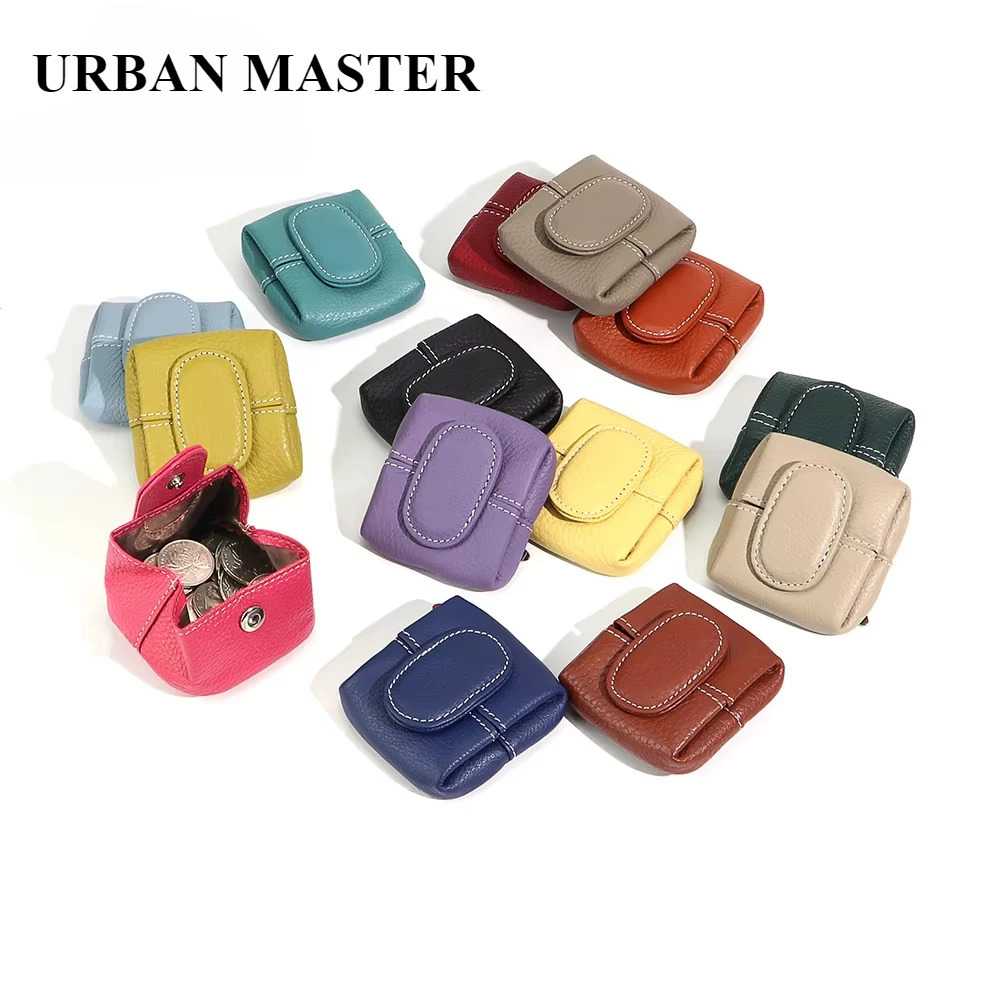 URBAN MASTER Mini Lychee Pattern Coin Purse Solid Color Buckle Key Earphone Storage Bag Casual Change Pouch for Daily Use 1603 250623