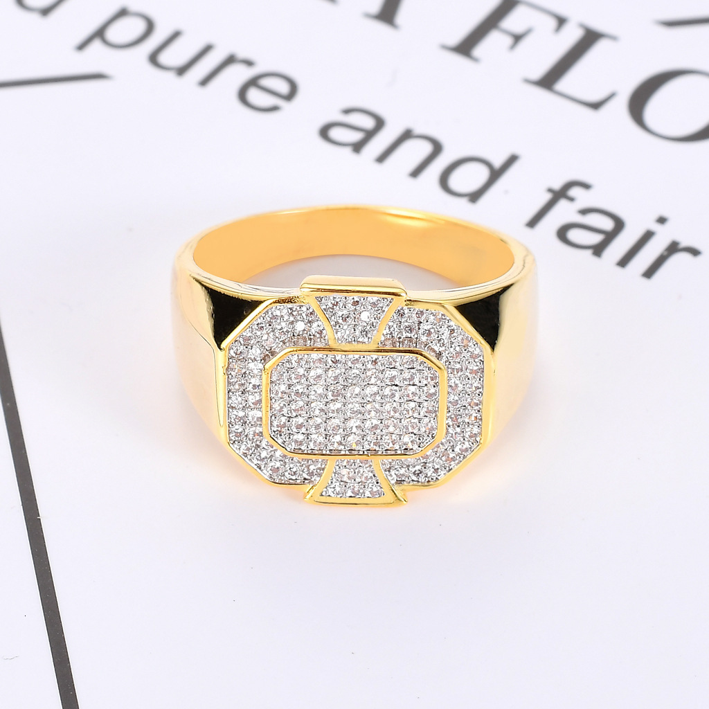 New Hip Hop Engagement Ring Luxury Moissanite Geometric Diamond Studded Fashion Ring Passes the diamond tester