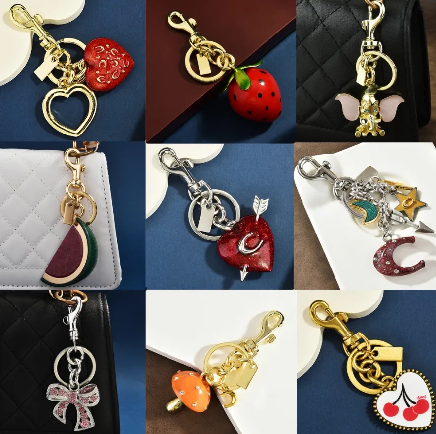 Designer keychains cute mushroom-shaped keychains fruit-shaped keychains women keychains shiny resin keychains bag charm
