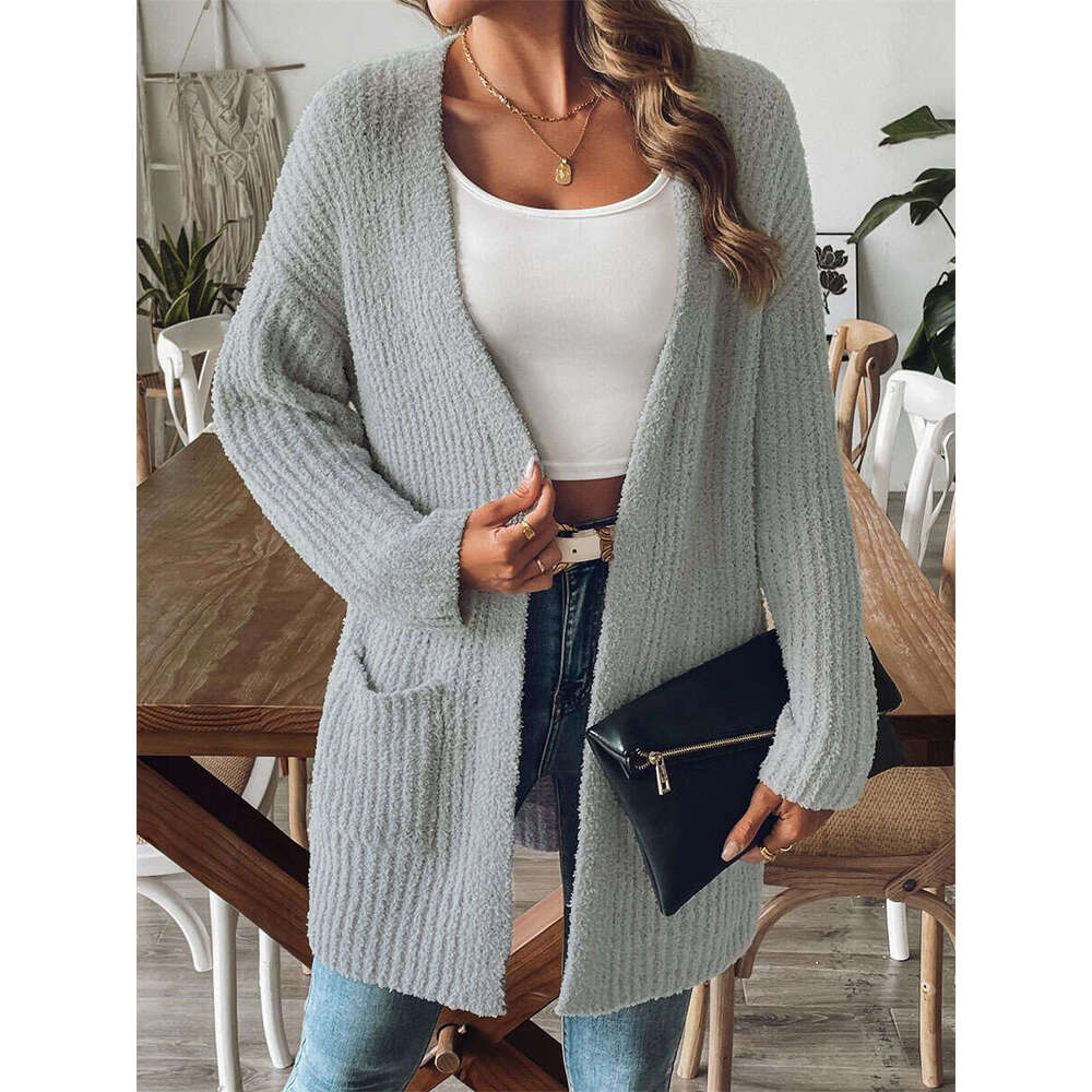 Autumn Winter New Women's Sweater Fleece Warm Straight Casual Loose Cardigan For Women B5