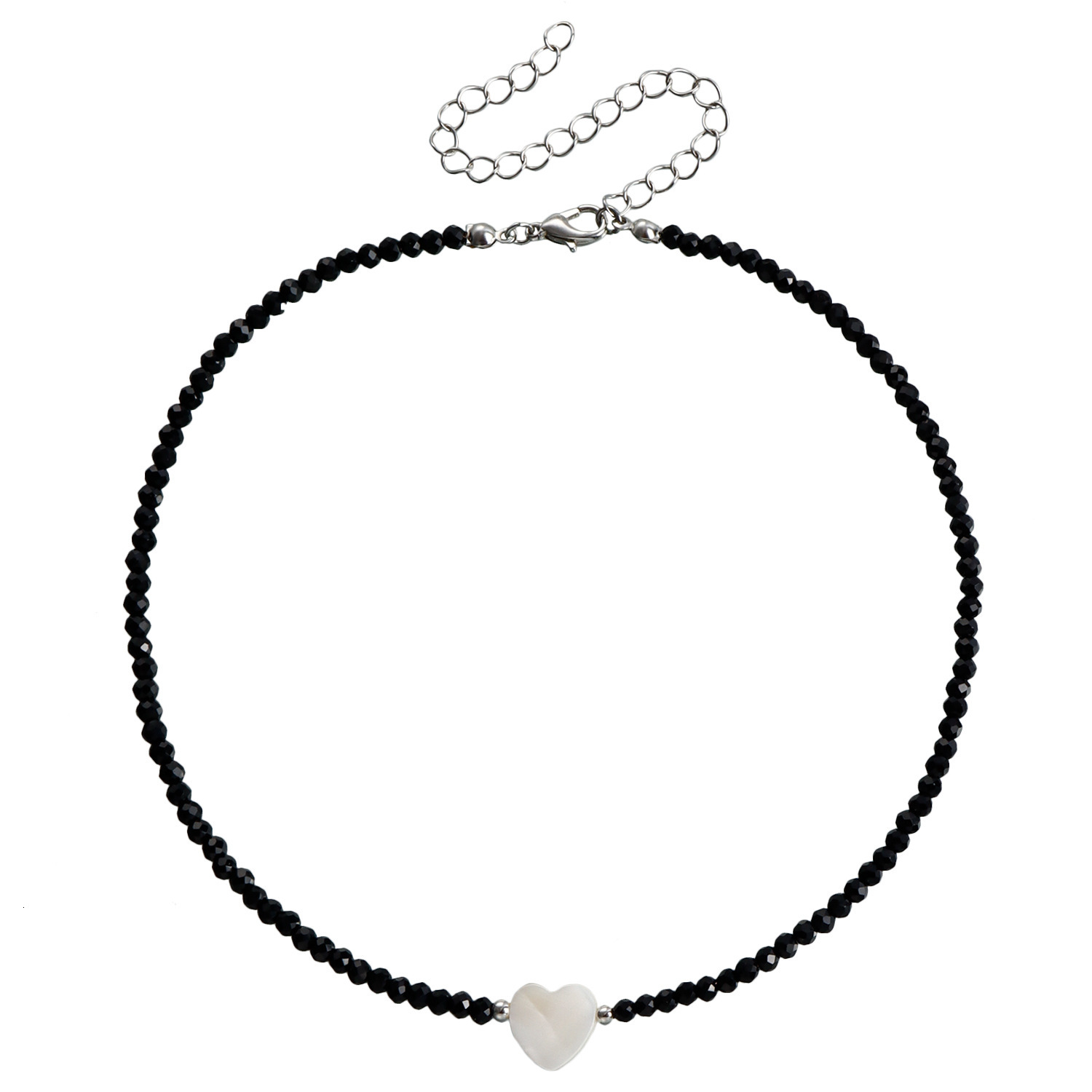 Niche Design Elegant White Water Flow Pattern Mother-of-Pearl Black Pointed Imitation Crystal Light High-End Necklace for Women Jewelry for Women