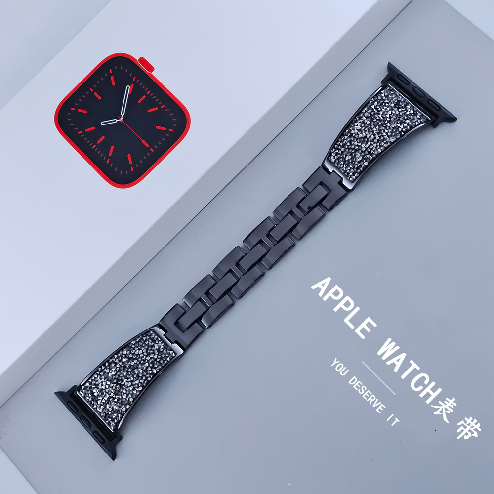 Luxury High-End Rhinestone Stainless Steel Apple Watch Band - Fashion Bling Metal Strap for Apple Watch Series 8 & Compatible Models