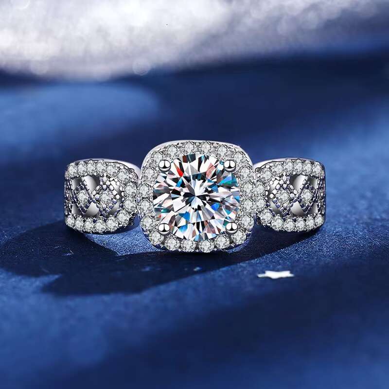 High Quality D Color 6.5mm Moissanite Ring 925 Sterling Silver 18K White Gold Plated Bridal Wedding Fashion Moissanite Ring