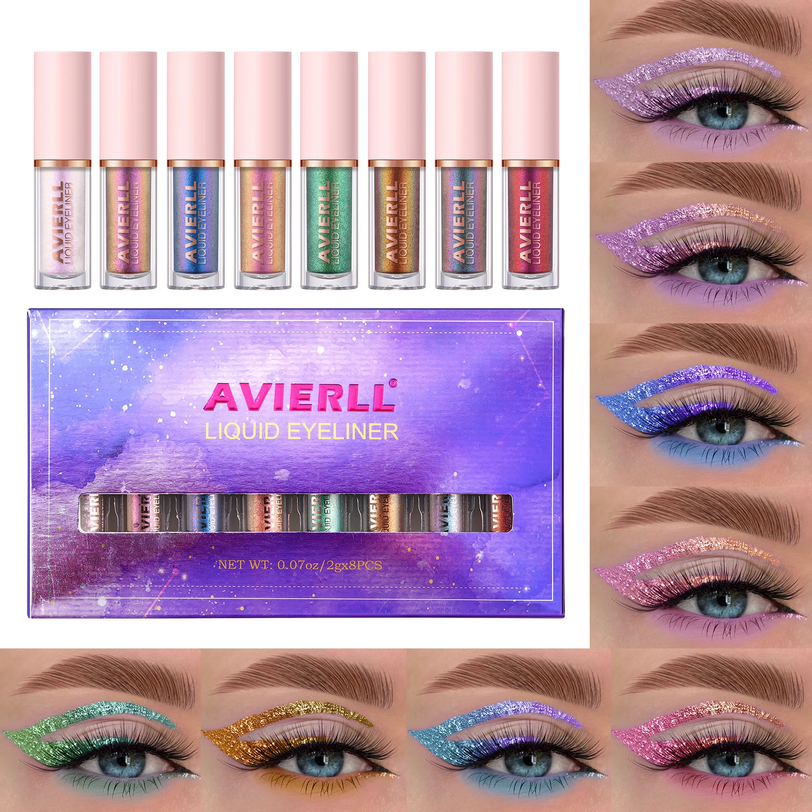 Chameleon Eyeliner Set 8 Colors Long-lasting Waterproof Glitter Liquid Eyeshadow No Smudging Fast-drying Eye Makeup Gift 250625