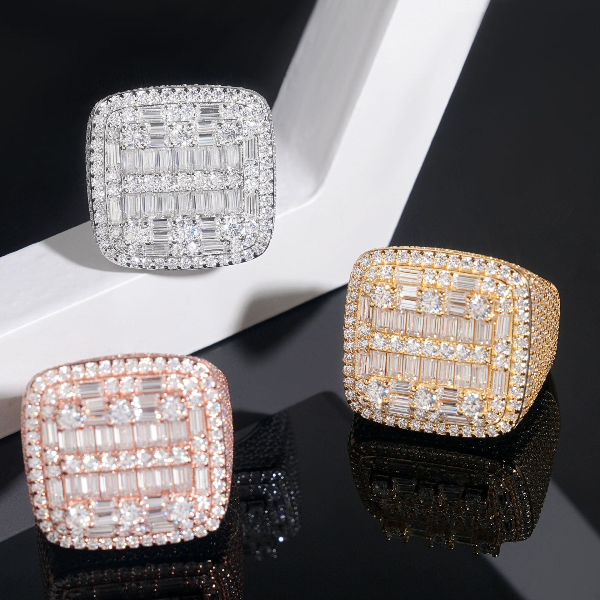 Iced Out Cross Moissanite Ring 925 Sterling Silver Hip Hop Ring Pass Diamond Tester Men Cuban Ring